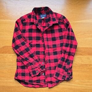 Place Boys 7/8 Checkered Red and Black Shirt